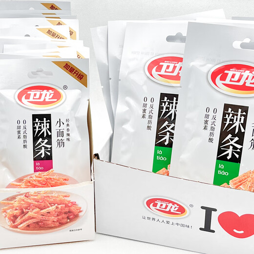 Weilong Spicy Strips Small Gluten Large Gluten Internet Celebrities Satisfy Spicy Childhood Nostalgia Snacks 60 Packs Full Box (30 Packs) Large Gluten