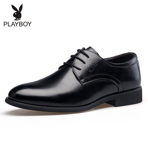 Playboy (PLAYBOY ESTABLISHED 1953) classic men's lace-up business wedding leather shoes British round-toe formal shoes men's shoes 5DW009049D01 black 44