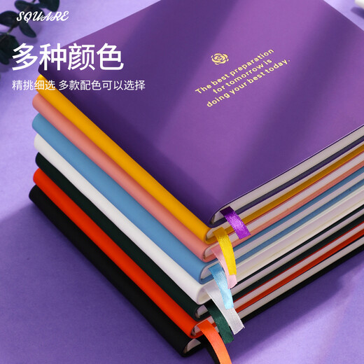 木雷 方形本笔记本子方方本摘抄本文艺青年高颜值正方形手账本ins风大学生考研本子可平铺方格本读书手帐 12004-大号曜石黑