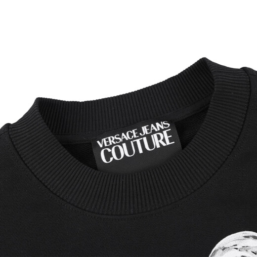 VERSACE JEANS COUTURE奢侈品男装男士圆领字母印花卫衣长袖T恤12127礼物 黑色 M