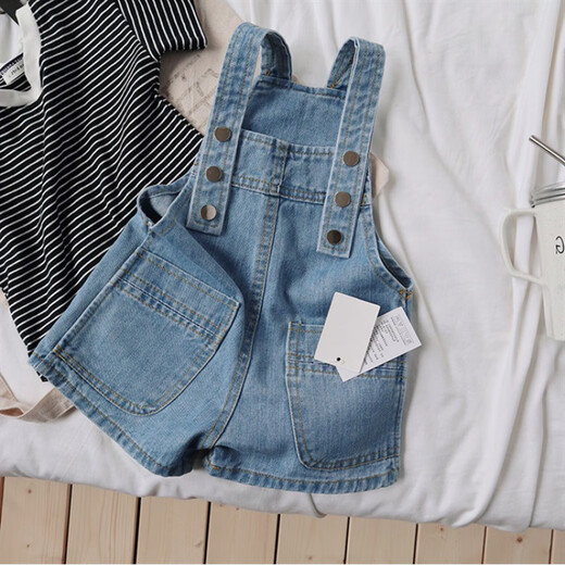 Weilai children's overalls summer new style girls' baby fashionable denim strap shorts little girl versatile casual pants children's strap shorts 100cm
