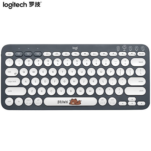 Logitech Bluetooth keyboard K380 multi-device switching laptop tablet IPAD computer suitable for stylish ultra-thin silent chocolate buttons Logitech K380 Bluetooth keyboard Brown Bear