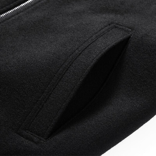 Sieben Wolf Jacke Herren Baseball Neck Wolle Jacke Herren Frühling warm warm bequeme windprofessionelle Jacke Single Jacke Herrenkleidung 001 (schwarz) 175/92a (xl)