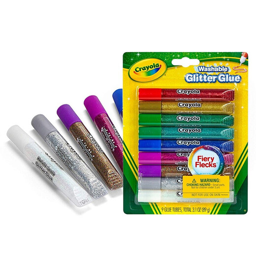 Crayola Crayola 5 colors 9 colors washable thick head flash glue pen children's creative hand-painted painting tools 9 colors washable thick head flash glue pen 69-3527