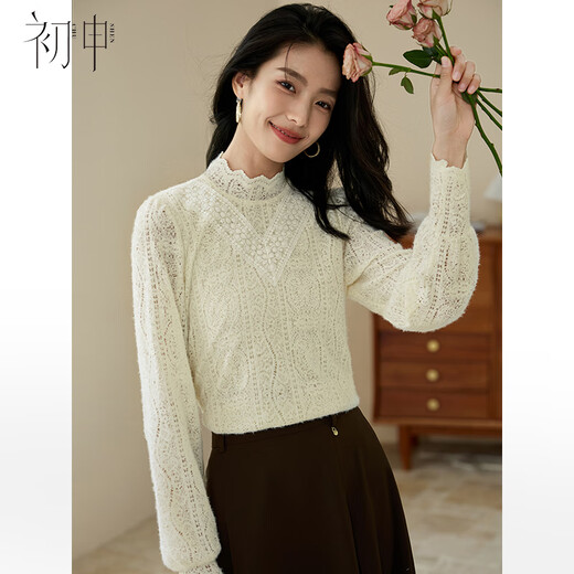 Chushen autumn and winter long-sleeved shirt women's light French lace temperament commuting thick style inner layering shirt top S143T2032