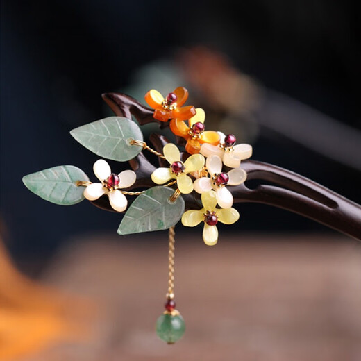Kamalon Hairpin Women's Ancient Style Black Sandalwood Hairpin Simple Modern High-end Wooden Hairpin Cheongsam Hanfu Headwear Plate Hairpin Shaking Hairpin Jiuli Xiang Hairpin