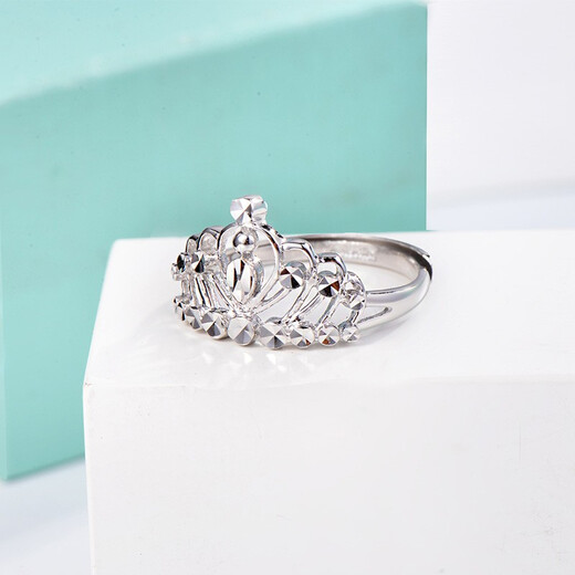 Yuan Shengfu's new PT950 crown imitation diamond platinum ring, women's platinum ring, adjustable, live and shiny, 3.50g