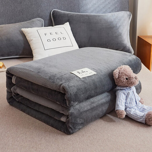 Hongdou Dual-purpose Milk Velvet Blanket Winter Thickened Warm Small Blanket Office Nap Blanket Space Gray 1.2*2.0m-Fine Milk Velvet Dual-Purpose Bedding