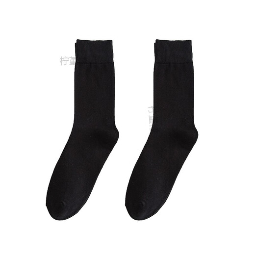 Ningjinji men's black socks business formal wear mid-tube socks solid color cotton spring and autumn trousers leather shoes long stockings breathable thin suit black 3 pairs, one size