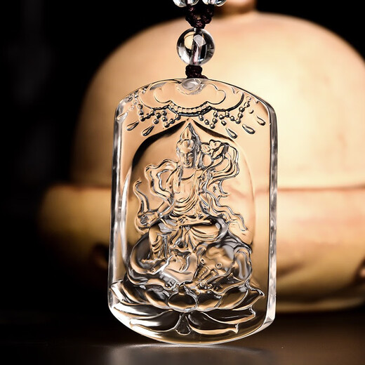 MARDOTG white crystal natal Buddha pendant for men, twelve zodiac signs, natal year amulet necklace, gift for women, rabbit, Manjusri - with bead chain