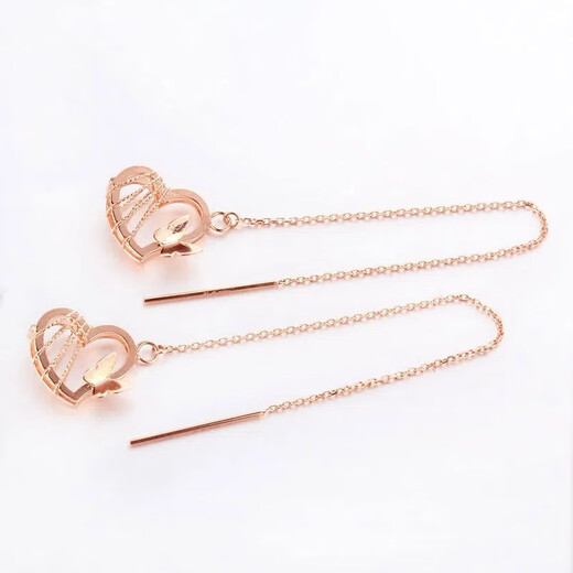 KZD Old Phoenix Gold Store Model Russian Korean Style Brushed Love Earrings 18K Rose Gold Color Gold Light Luxurious Temperament Lady Love Ear Wire Rose Gold Pair