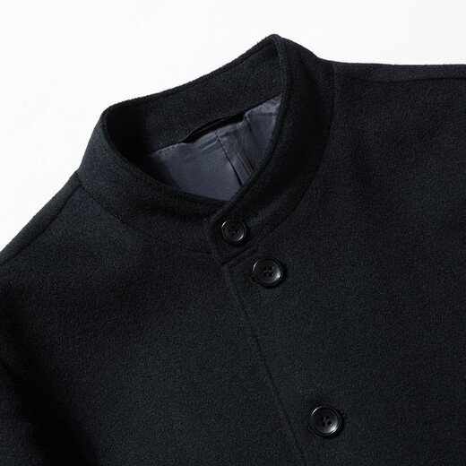 Hengyuanxiang Group Colorful Sheep Zhongshan suit Men's Stand Collar Pure Wool Suit Men's Chinese Woolen Suit Jacket Men Black 175/92A