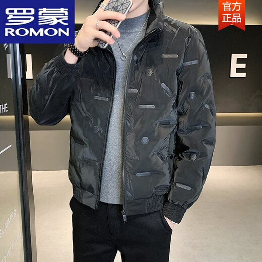 Romon (Romon) 2025 Nouvelle veste vers le bas de revers d'hiver pour hommes Version mince et propre vers le bas veste mince chemise collier Vêtements d'hiver 9901 blanc (canard blanc vers le bas) l 170