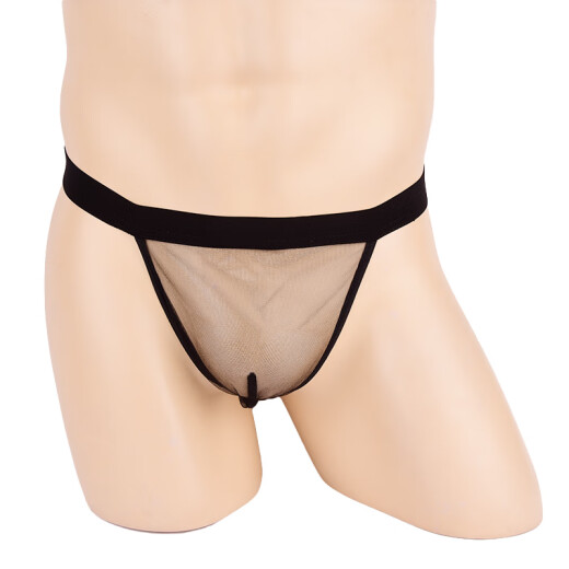 Ye Zimei Men's Sexy Underwear Ultra-Thin Fully Transparent Mesh Men's Low-Waist Sexy T-Pants Men's T-Pants 4068 Black One Size