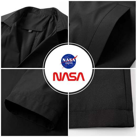 NASA GOOD中长款风衣男女同款秋季潮牌宽松青年休闲垂感百搭外套 黑色 L