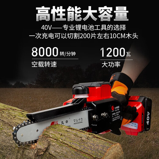 丸中（WANZHONG）充电式手持链锯家用锂电单手锯便携式户外电动修枝伐木 WZ-753S单手锯