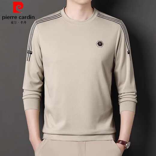 
Pierre cardin brand waffle long-sleeved T-shirt round neck pure cotton sweatshirt loose elastic versatile solid color men's base shirt top t 6625 black 170/L size [recommended weight 125-140 Jin [Jin equals 0.5 kg]]