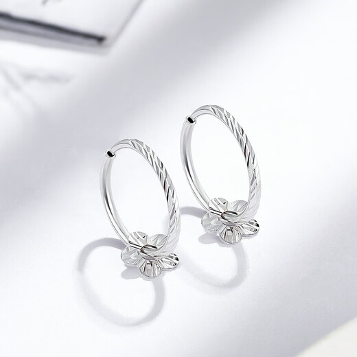 Liuguifu Jewelry Platinum Earrings Women's PT950 Earrings Small Sweet Flower Earrings Christmas Gift 1.55g