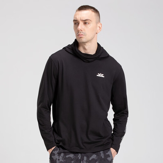 AMADIS DE GAULA fishing clothing men's new face-covering warm hooded pullover sweatshirt outdoor sports fishing clothing dark night camouflage (spring style) L