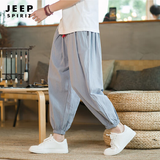 Jeep Spirit Bloomers Pantalones para hombres Pats delgados delgados Pantalones de línea de línea Pantalones de harem de pie suelto Pantalones de algodón de algodón de selección Dista