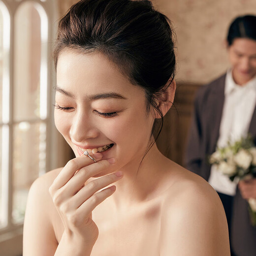 Saturday Fu Proposal Diamond Ring 18K Gold Diamond Ring W0210431 Birthday Gift 20 Points I-J/SI Main Diamond No. 12