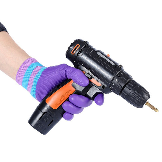 [Damas Pequeñas] Jishou A698 Guantes de protección del parto de goma Implaz de goma y anti-Slip Breathable Construction Site Labor and Work Jishou Wear resistente a 698s 6 pares