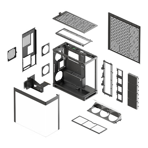 Das schwarze Zimmergehäuse HAVN HS420 VGPU mit Meerblick wird mit einem vertikalen Grafikkarten-Kit, gebogenem Glas, magnetischem Panel, maximaler Unterstützung für E-ATX-Motherboards und 420-mm-Wasserkühlung geliefert