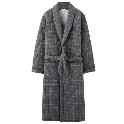 Yamulan Winter Cotton's Men's Nightgown Bathgobe Hrobe Hourbe Утолщенный теплый пижама чистый хлопковой зажим длинный крупный ватный ватный стиль мужской стиль 1047-100% чистый хлопок внутри и за пределами 185 (xxxl)