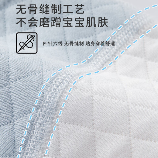 班杰威尔婴儿衣服春秋季夹棉连体衣宝宝保暖哈衣爬服 保暖蓝色2件装 66码