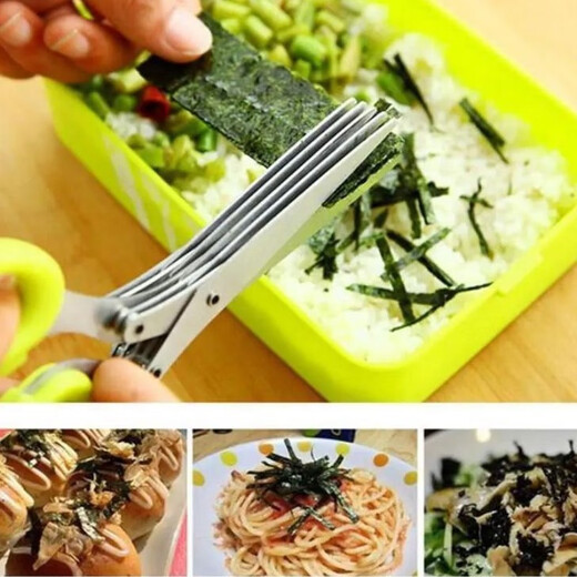 Kitchen chopped green onion scissors multi-functional stainless steel 5-layer chopped green onion scissors for cutting vegetables, cutting bean skin, seaweed and chopped green onion, five-layer green