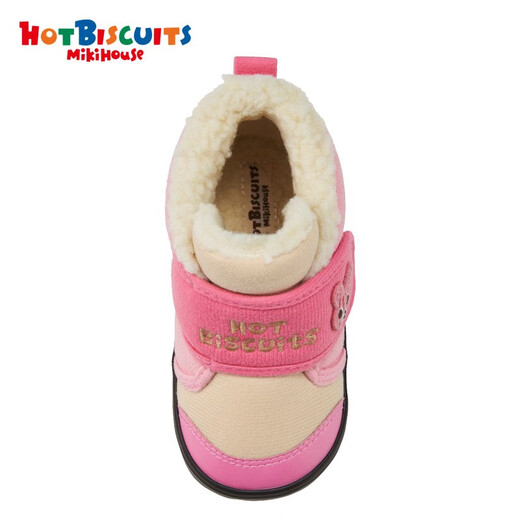MIKIHOUSE toddler shoes for children's shoes for autumn and winter children's fleece warm toddler shoes for boots for non-slip wear-resistant and comfortable HOTBISCUITS pink 13.5 (suitable for foot length 13cm)