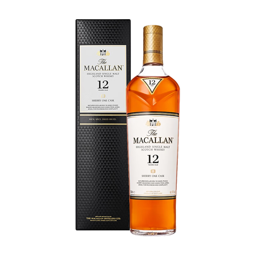 麦卡伦（MACALLAN）12年雪莉桶 单一麦芽威士忌 700ml 进口洋酒 礼盒装