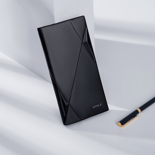 GOLF MADAM男士钱包真皮长款皮夹钱包卡包证件包商务多功能大容量礼物送男友 黑色