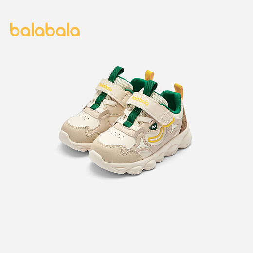 Balabala children's shoes baby stable shoes boys lightweight functional shoes autumn and winter shoes comfortable sports shoes Velcro white coffee tone 00315 21 (foot length 12.8-13.2/inner length 14.2)