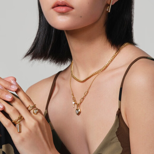 Fellala original design lock necklace for women, fashionable, simple and versatile, personalized plain chain, trendy gift for girlfriend, white