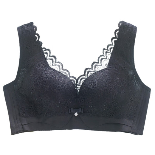Large thin underwear for women with large breasts, small vest bra without steel rings, stable and anti-sagging sexy lace bra, black 698 36/80B (bc tcp 0.5cm)