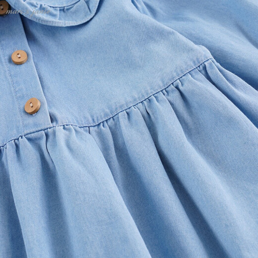 MARC/JANIE baby spring clothes girls large lapel denim dress children's skirt 210032 blue 4T (recommended height 100cm)