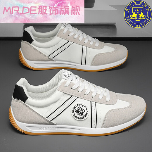 MR.DE保罗艾美瑞斯男鞋夏季透气休闲鞋一脚蹬阿甘平底鞋男士运动板鞋男 蓝色【AW9902】 39