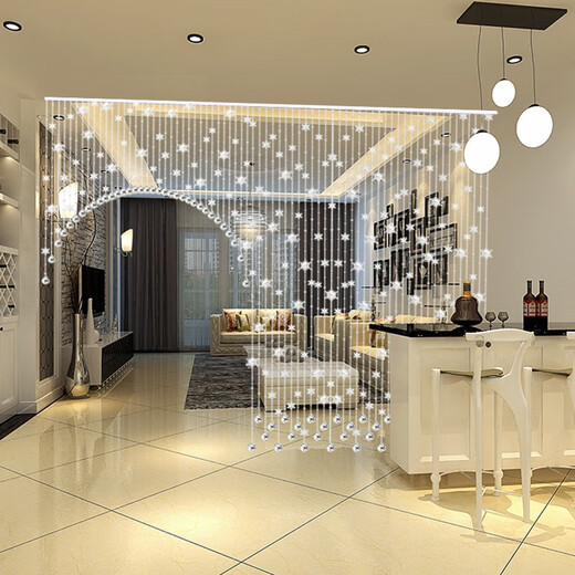 
Meishuangjuezhu curtain door curtain crystal curtain living room partition entrance hall entrance door to bathroom bedroom pass decorative curtain 25 curved shapes (suitable for width 0.8-1.0 meters)