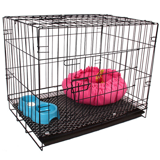 Dog cage small dog puppy cage Teddy dog cage with toilet indoor and outdoor large cat cage rabbit cage dog fence cage fine 61*40*50 (blue) cage + tray