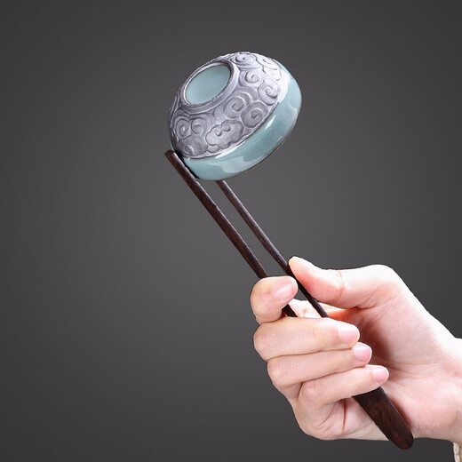 Tangfeng ebony tea clip household solid wood cup washing clip Kung Fu tea set accessories tea cup cleaning tool tea tweezers ebony gold flower tea clip