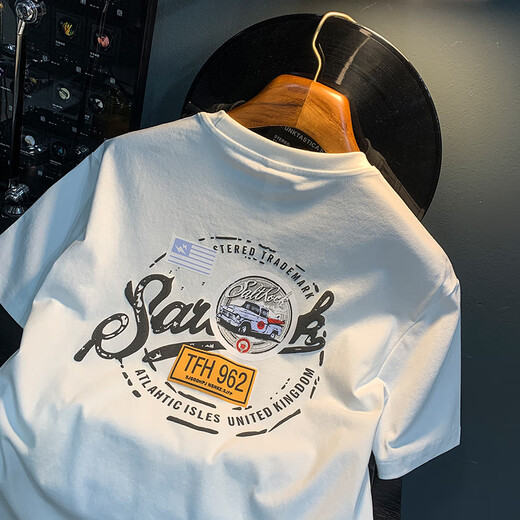 T-shirt blanc Romon Nouveau t-shirt imprimé de tendance haut de gamme pour hommes