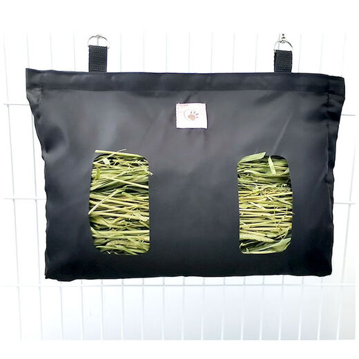 Wind Pet Rabbit Grass Bag Anti-Waste Cloth Rack Pet Dutch Pig Grass Bag Rabbit Large Capacity Waterproof Hanging Hay Bag Cloth Bag Black 33*24cm