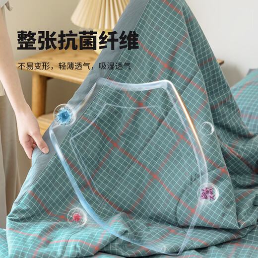 Muji Mutter und Kind Kinder Sommer Cool Quilt Klasse A reines Baumwollkindergarten Baby Nickerchen Klimaanlage Quilt Blue Grid 150*200 cm