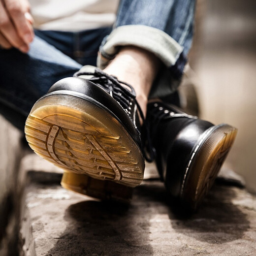 
Mr.A low-top Martin boots men's British style black waterproof work shoes trendy versatile big-head leather shoes MRA black single layer 42