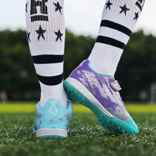 FEELACES children's football shoes broken nails for men and women Falcon Messi student training shoes for children TF artificial grass sneakers 6195 mandarin duck moon green broken nails 33 [socks + ball bag + protective board]