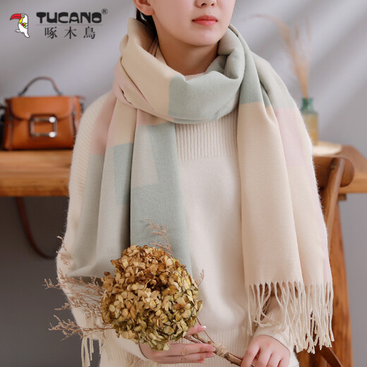 Woodpecker (TUCANO) scarf women's spring scarf air-conditioning women's shawl Korean version long color matching fashion student dual-use large scarf TS711WJD pink rice