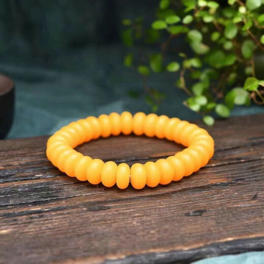 Chengyuanxiang CREORISETIN natural raw mineral old beeswax cake abacus bead bracelet Russian material bracelet red beeswax genuine fluorescent floating salt water amber old red wax 14mm