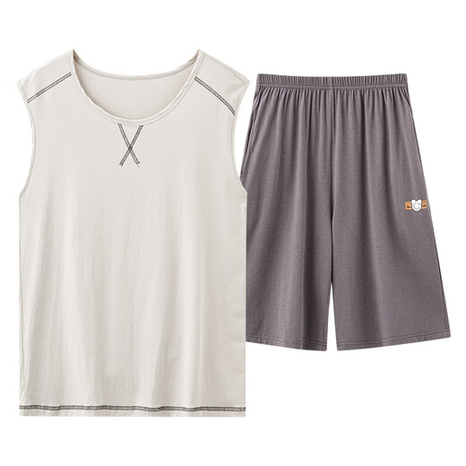 Modal Pyjamas Herren Sommer Ärmel und dünne Weder -Shorts Lose großer Heimkleidung Set N9201 L