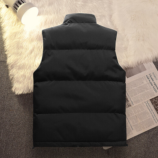 Brand Down Vest Men's Autumn and Winter New Fashion Outerwear Stand Collar Warm Thickened Vest Vest Winter Jacket Black XL
